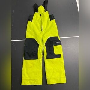 Obermeyer Volt Snow pants, size 6 neon Yellow and Black Snow Bib - I gro line